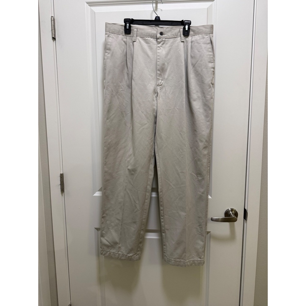 Lee Mens Pleated‎ Chino Pants Light Khaki Stone 100% Cotton 38x32 U091-016